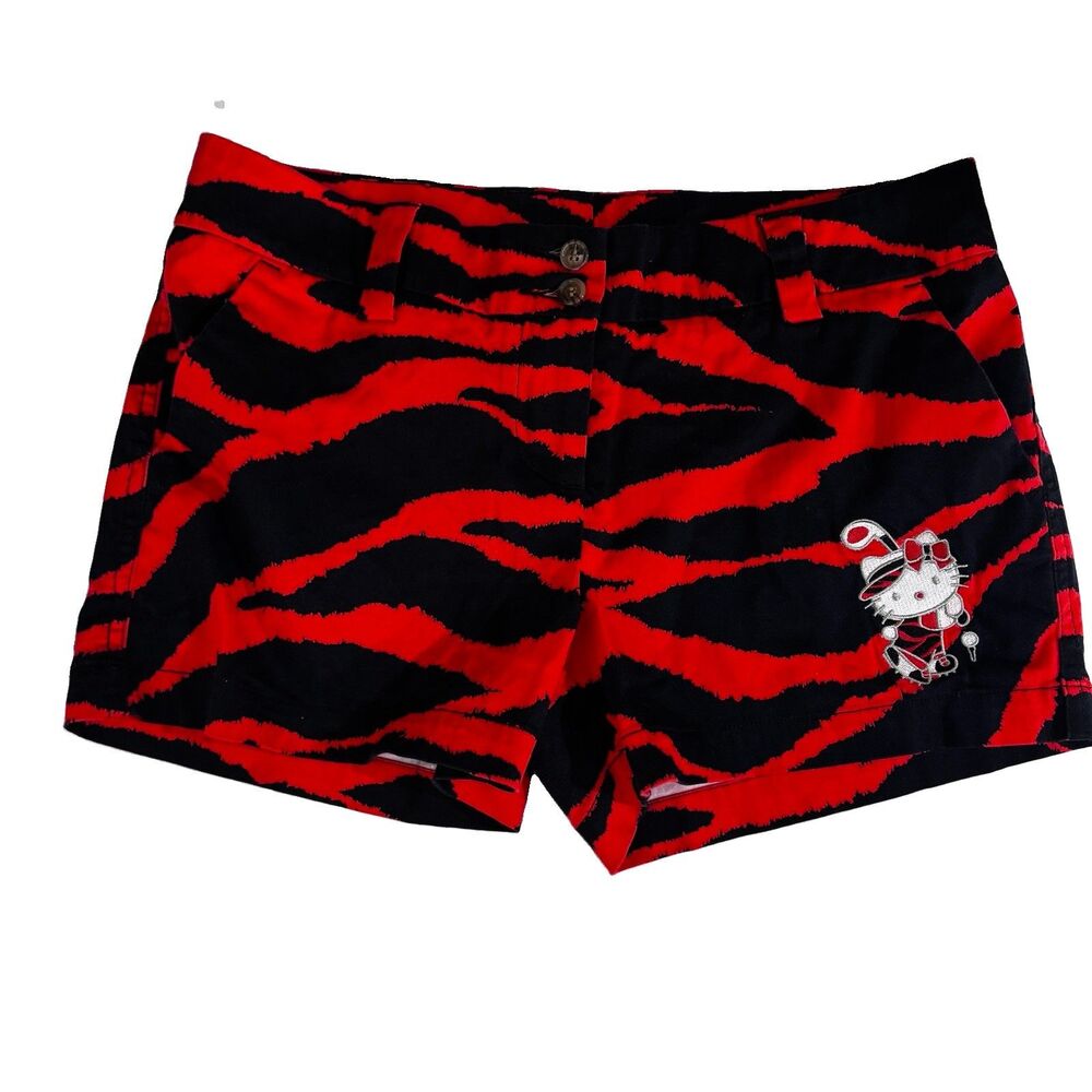 Loudmouth Hello Kitty Golf Shorts Sanrio Women's Size 8 Red Black